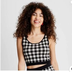 NWT Future Collective Gingham Black and White Plaid Tank Top size medium